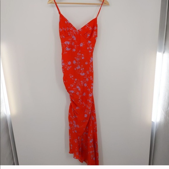 Nicholas Red Triangle Top Silk Slip Dress Size 2 - Picture 3 of 9